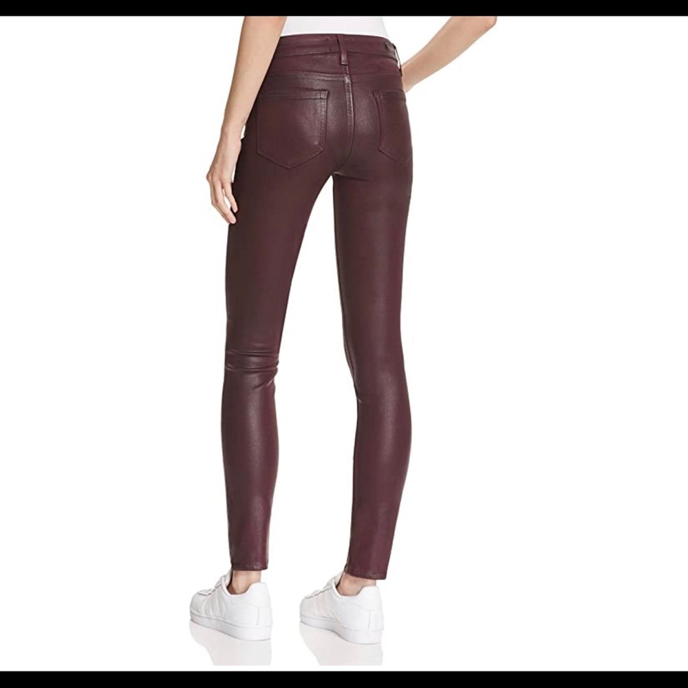 Paige Wine Luxe Coating Skinny Jeans.
